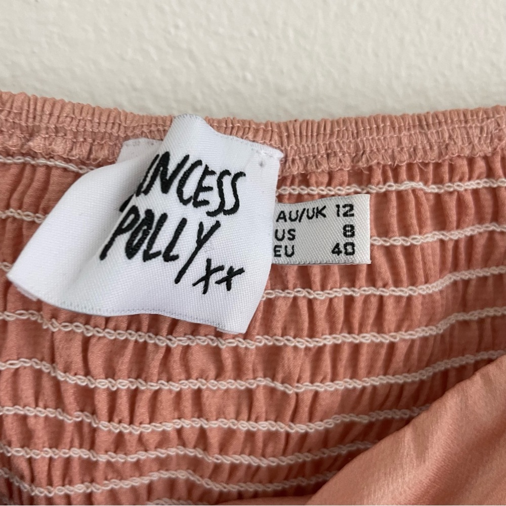 Princess Polly peach satin puff sleeve cropped top - Picture 3 of 6